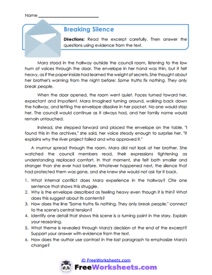 Breaking Silence Worksheet