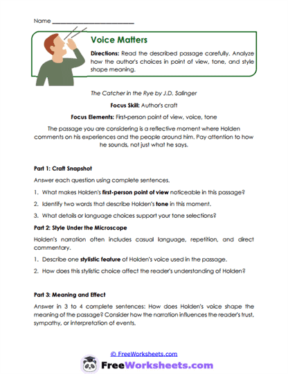 Voice Matters Worksheet