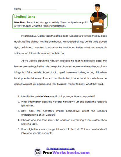Limited Lens Worksheet