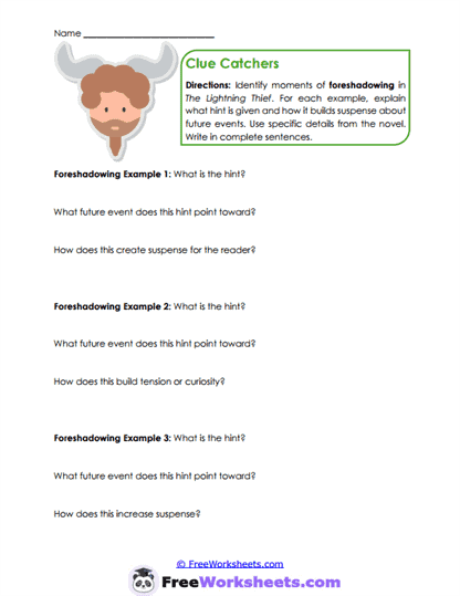 Foreshadowing Clues Worksheet