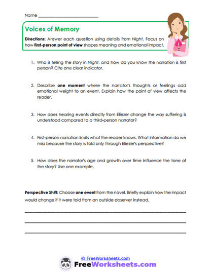 Voices of Memory Worksheet