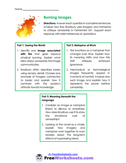Burning Images Worksheet
