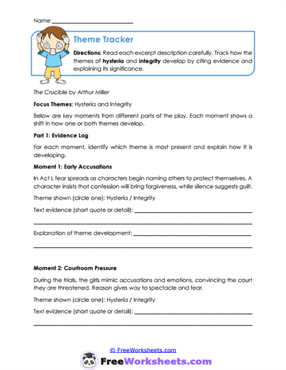 Theme Tracker Worksheet
