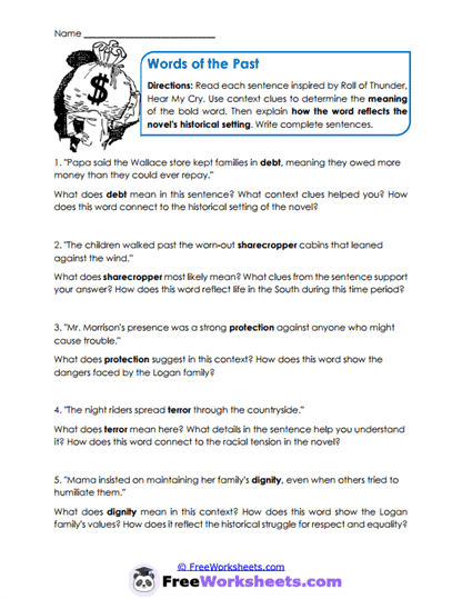 Words of the Past Worksheet