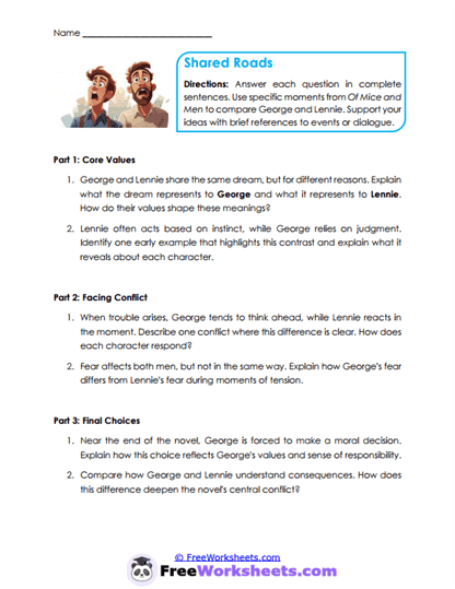 Shared Roads Worksheet