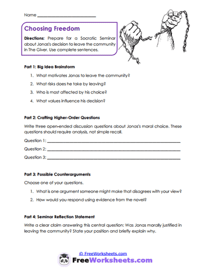 Choosing Freedom Worksheet