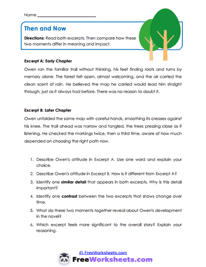 Then and Now Worksheet