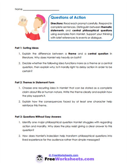 Questions of Action Worksheet