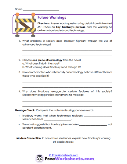 Future Warnings Worksheet