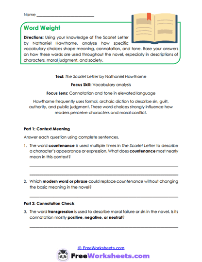 Word Weight Worksheet