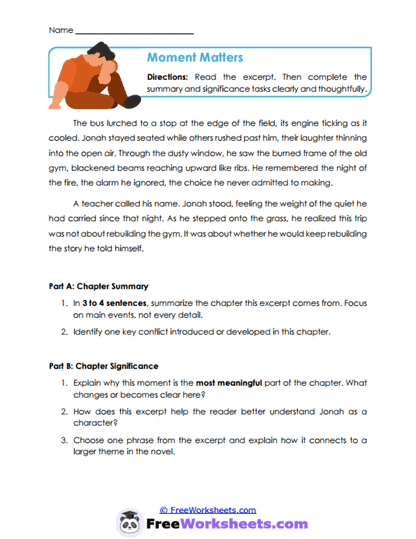 Moment Matters Worksheet