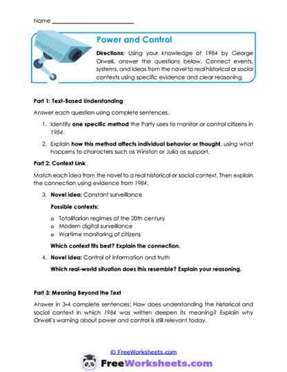 Power and Control Worksheet