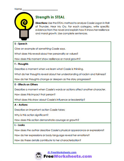 Strength in STEAL Worksheet
