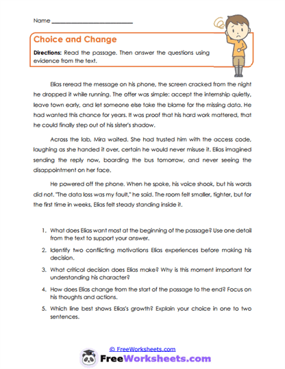Choice and Change Worksheet