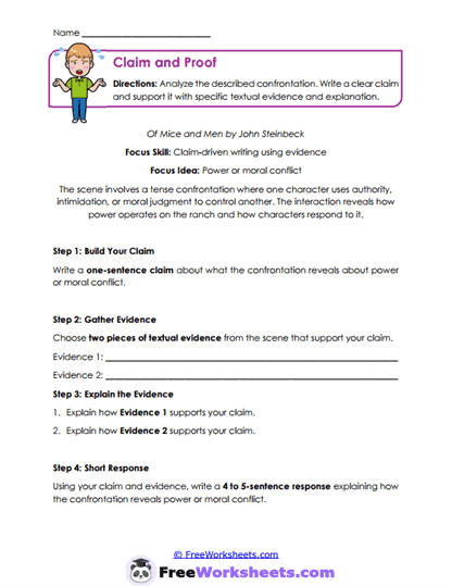 Claim and Proof Worksheet