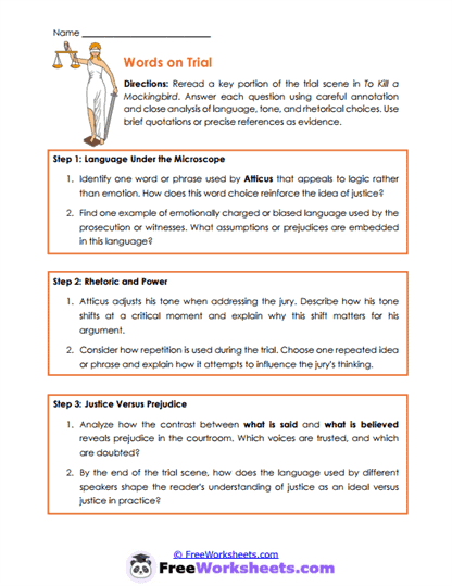 Words on Trial Worksheet