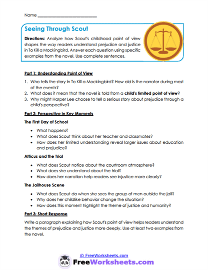 Seeing Through Scout Worksheet