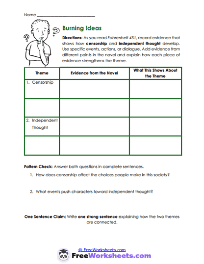 Burning Ideas Worksheet