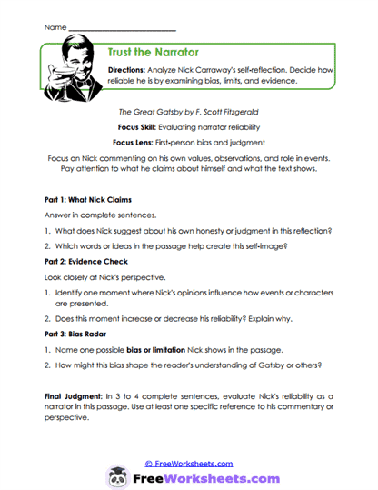 Trust the Narrator Worksheet