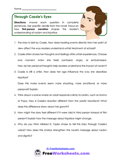 Cassie's Perspective Worksheet