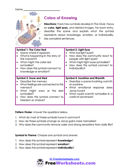 Colors of Knowing Worksheet