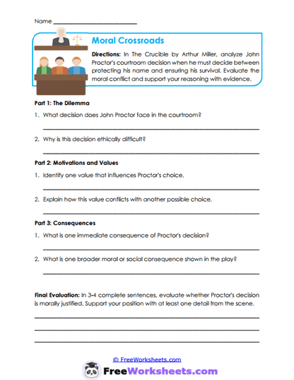 Moral Crossroads Worksheet