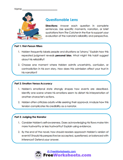 Questionable Lens Worksheet
