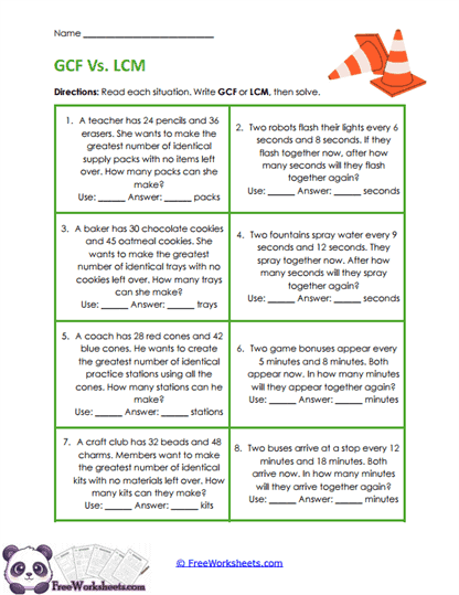 Factor Choices Worksheet