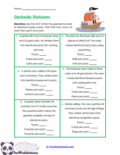 Pirate Groups Worksheet