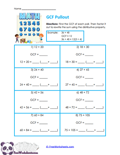 Factor Pullout Worksheet