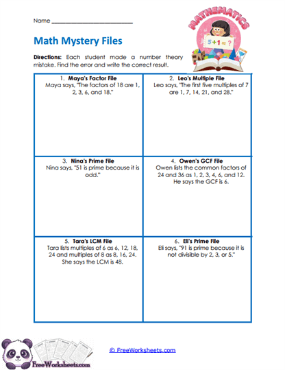 Number Evidence Worksheet