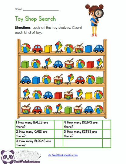 Toy Counting Worksheet