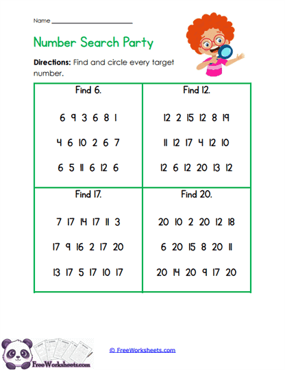 Number Finder Worksheet