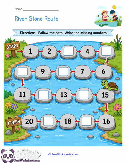 River Numbers Worksheet
