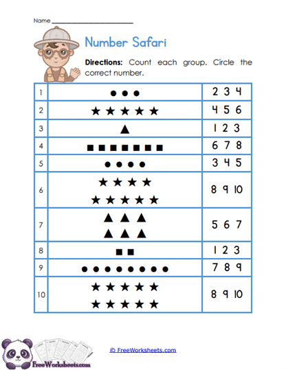 Safari Counts Worksheet