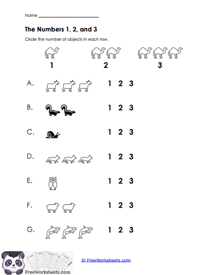 The Numbers 1, 2, and 3 Worksheet