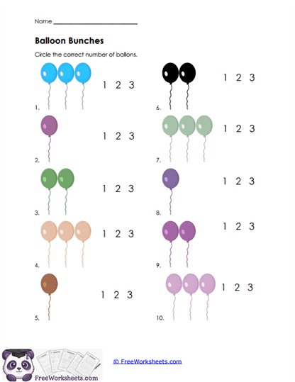 Balloon Bunches Worksheet