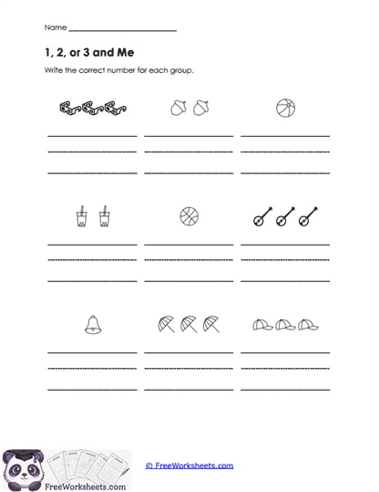 1, 2, or 3 and Me Worksheet