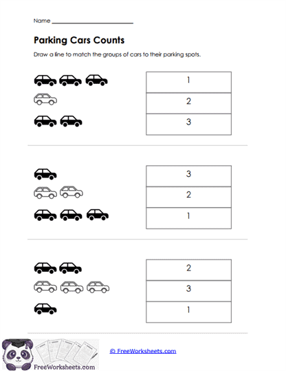 Parking Cars Counts Worksheet