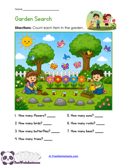 Garden Counting Worksheet