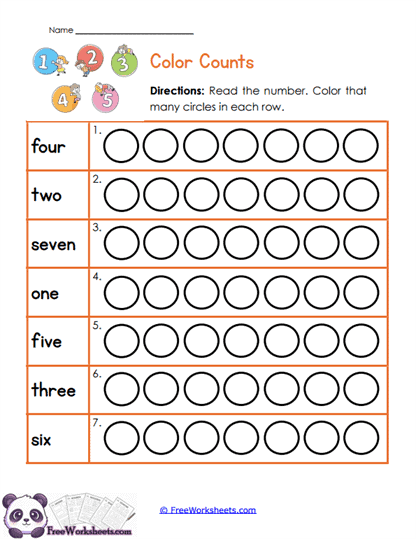 Color Numbers Worksheet