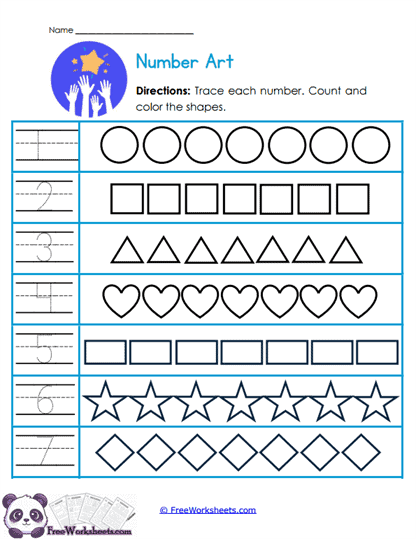 Number Shapes Worksheet