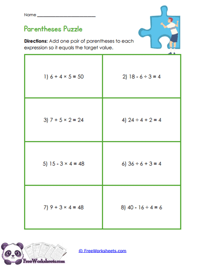 Grouping Puzzle Worksheet