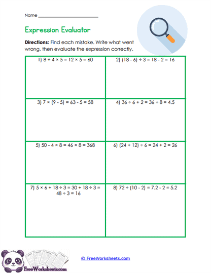 Error Tracker Worksheet