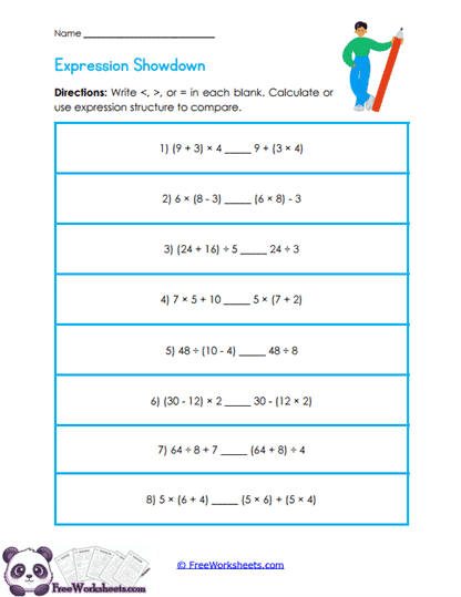 Expression Faceoff Worksheet