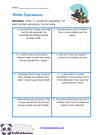 Seasonal Statements Worksheet