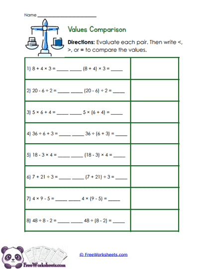 Value Faceoff Worksheet
