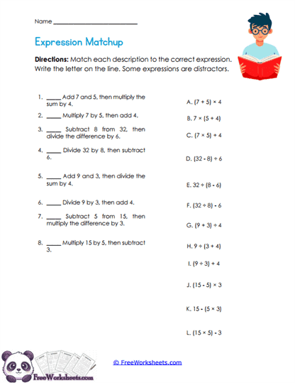Structure Match Worksheet