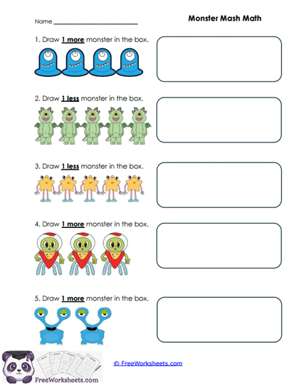 Monster Math Worksheet