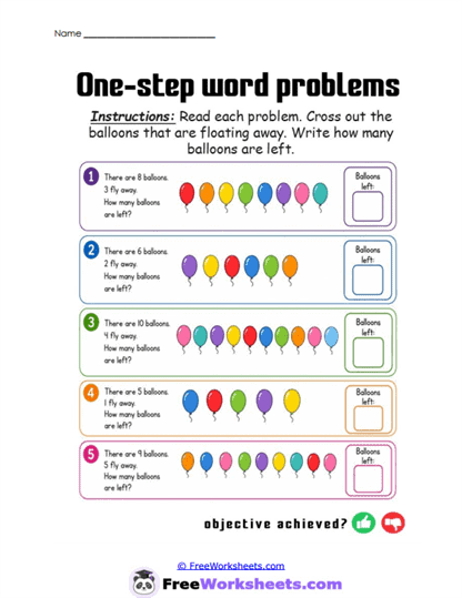 Balloon Leftovers Worksheet
